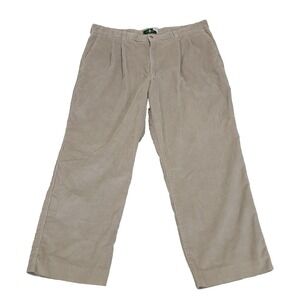 Vintage Hunt Club Pants Pleated Mens 40x30 Beige Corduroy‎ Lined Wide Leg